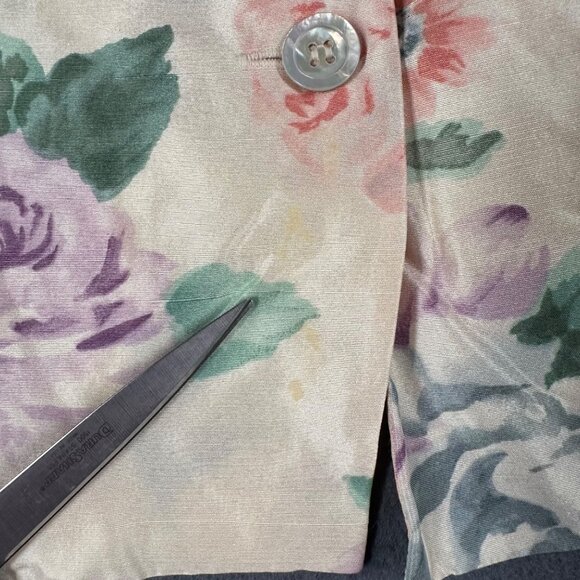Vintage Talbots Womens 8 Pure Silk Ivory Pastel Floral Skirt Suit Set - Picture 10 of 12